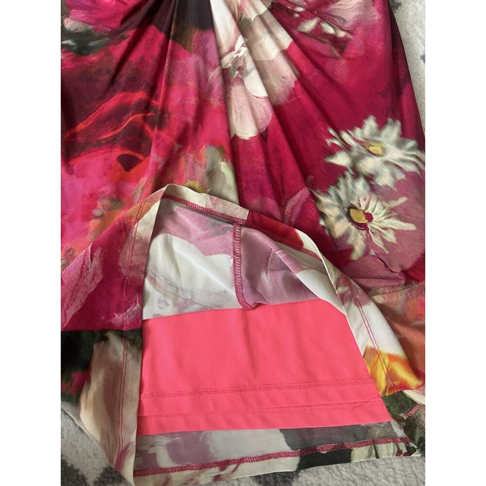 TED BAKER Tammar Knotted Waist Floral Rose On Canvas Stretch Dress Sz 2 US 6 - Picture 11 of 15